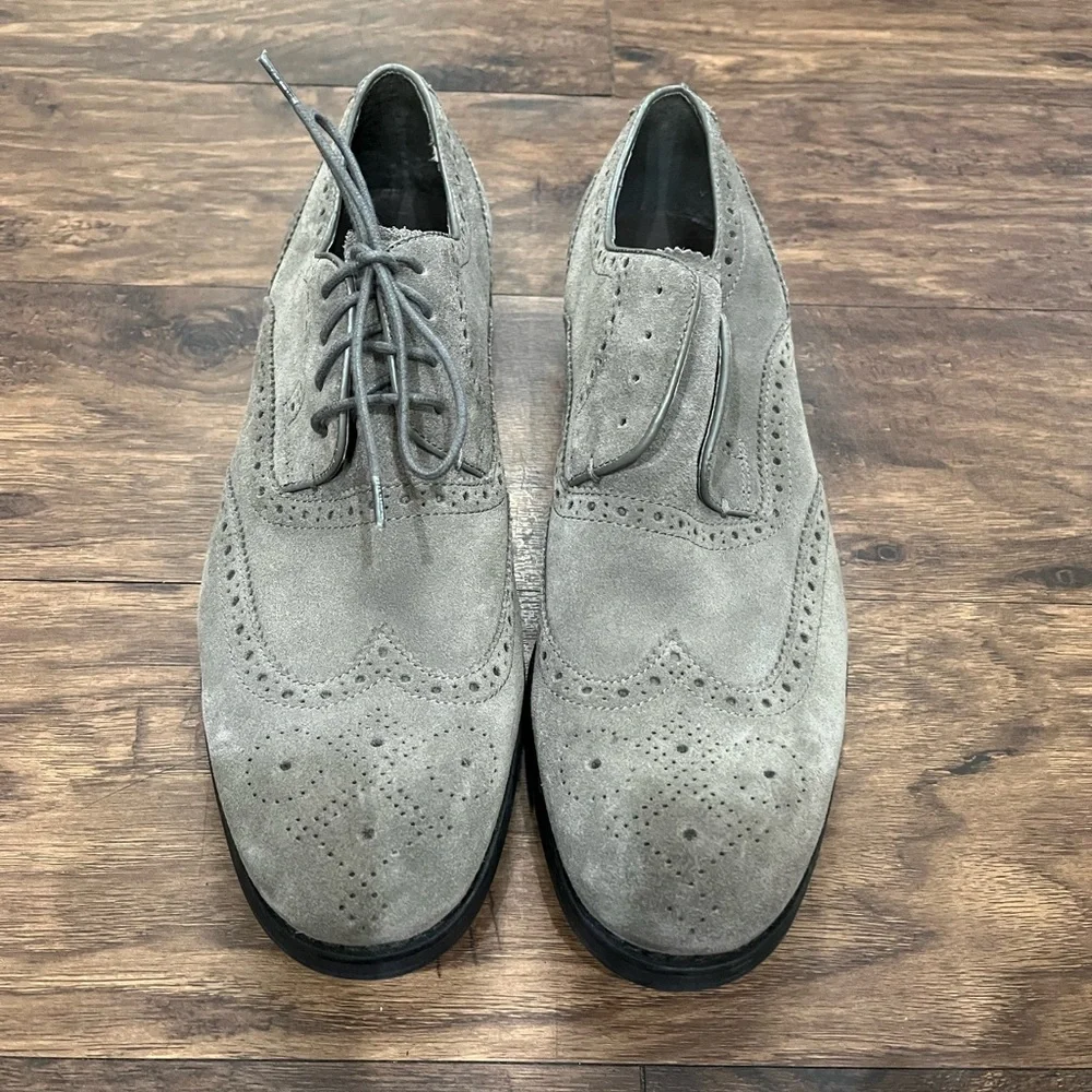 John‎ Varvatos Gray Suede Oxford Derby Shoes Sz. 10